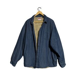 Wrangler Denim Shacket Men Sherpa Lined 2XL Jacket Shirt Button Up